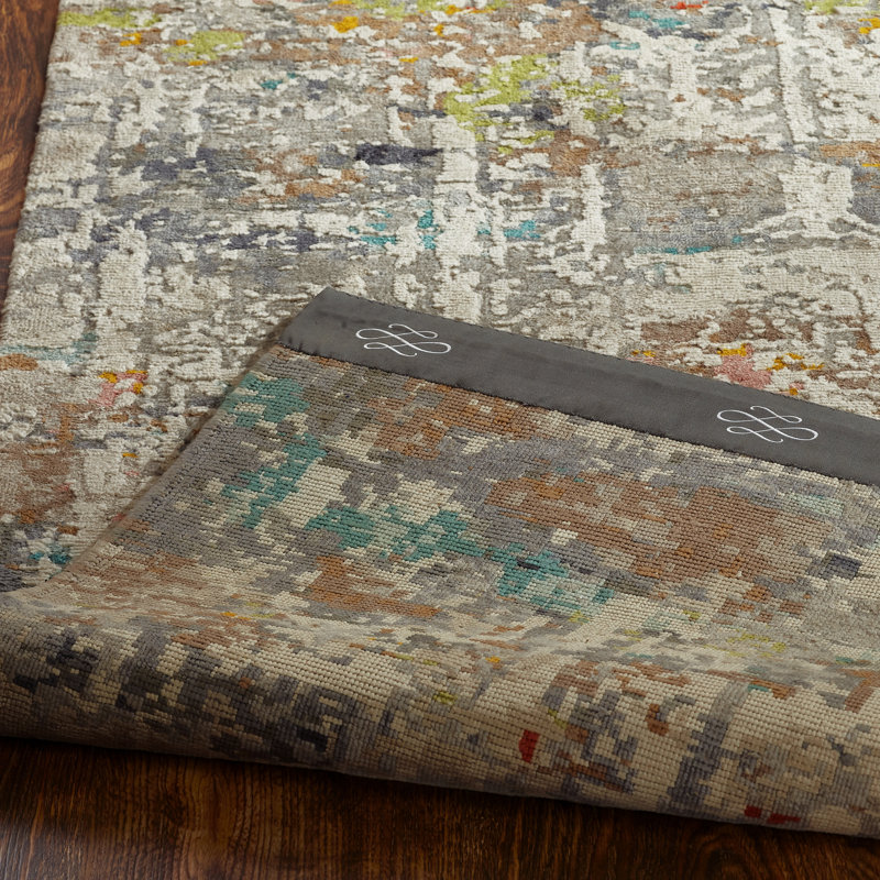 Hand Knotted Abstract Area Rug, Rectangle 12' x 15'