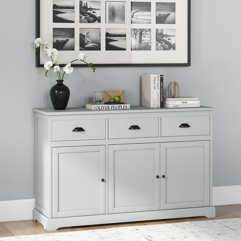 Buffet 3 tiroirs 53,5 po Anamarija, gris