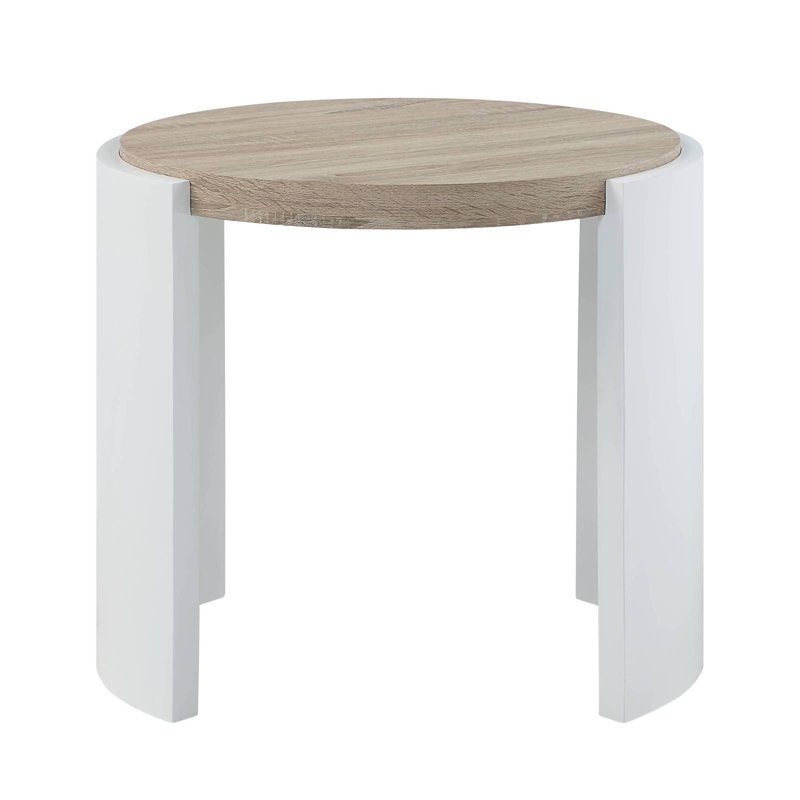 Charmante table de bout en chêne et blanc brillant pour une décoration polyvalente