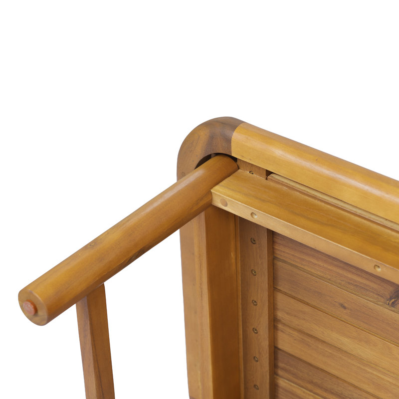 Ensemble de causeuse et de table basse en bois d'acacia moderne d'extérieur Meriton avec dossier en rotin PE