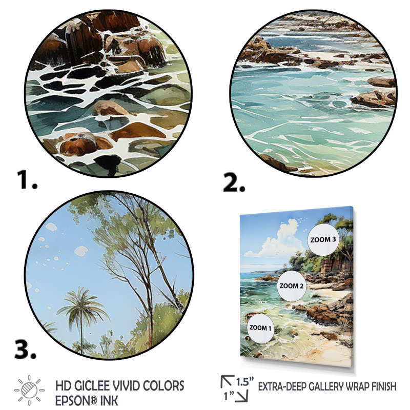 Brodi thaïlandais, brise côtière sur toile, Toile tendue, H 44 po x l 34 po x P 1,5 po