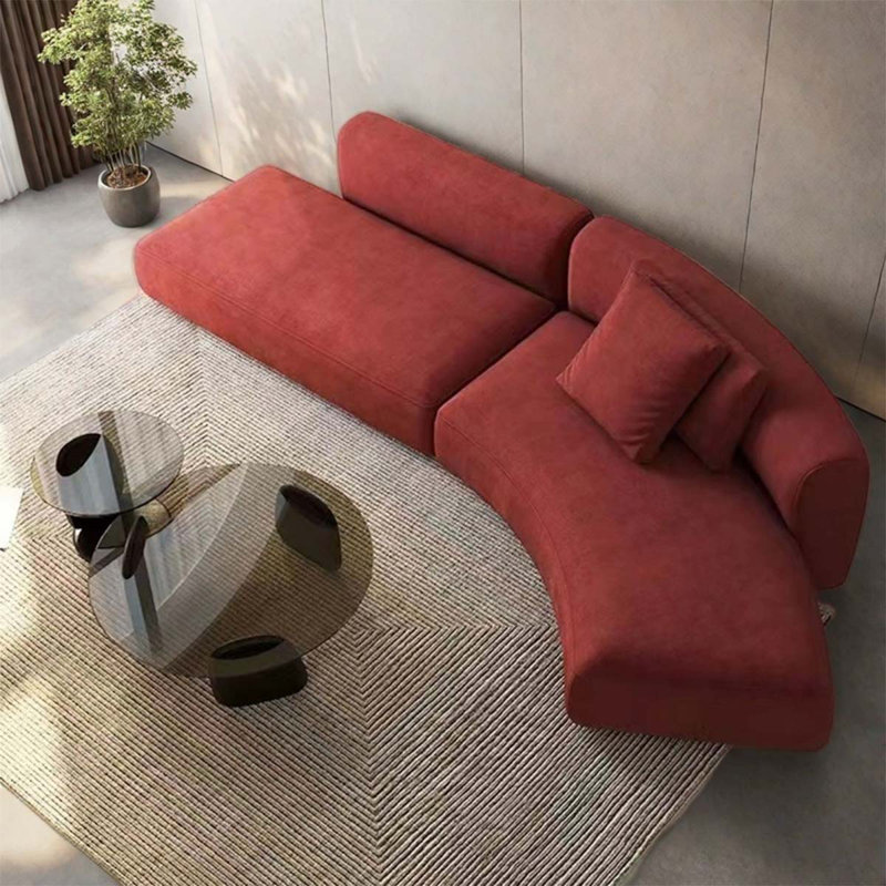 Rust red simple sofa coffee table combination