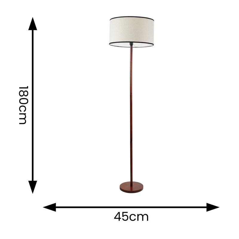 Roseli 180cm Traditional Floor Lamp, Walnut, Yes, Natural/Black
