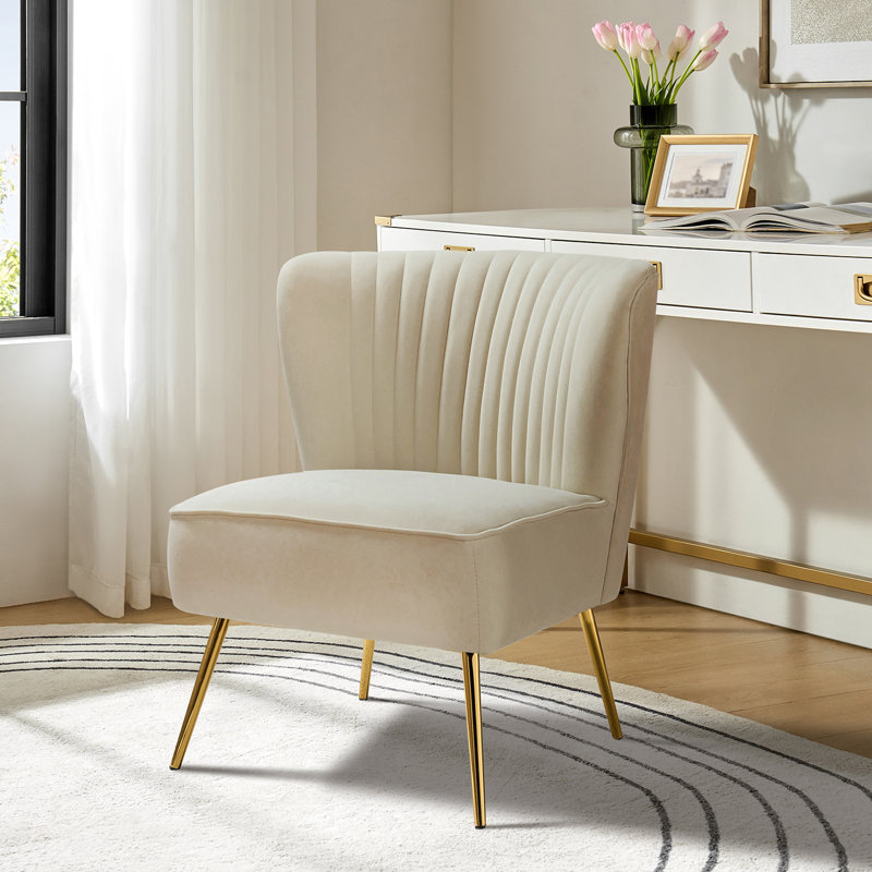Leona Velvet Accent Chair with Metal Legs, Velours havane