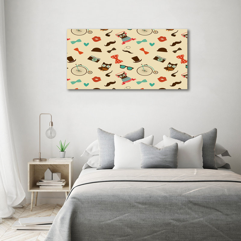 Hipster Owls - Wrapped Canvas Print