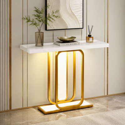 Console moderne, canapé de 41 po en faux marbre avec lumières DEL