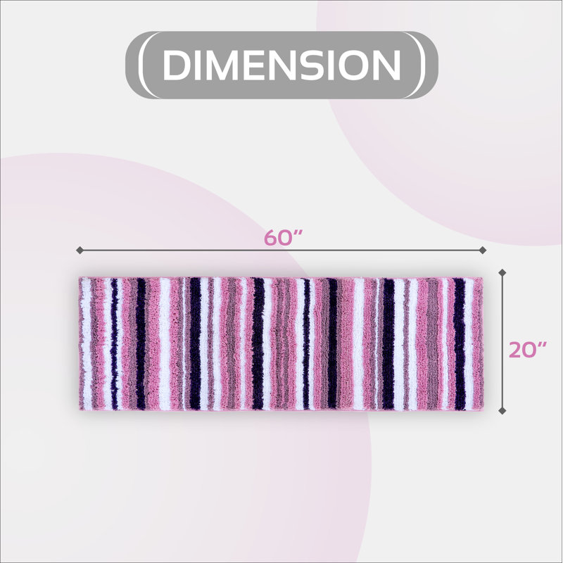 Tapis pour salle de bain 100% polyester griffé Griffie, Rectangle 20 po x 60 po, Mauve