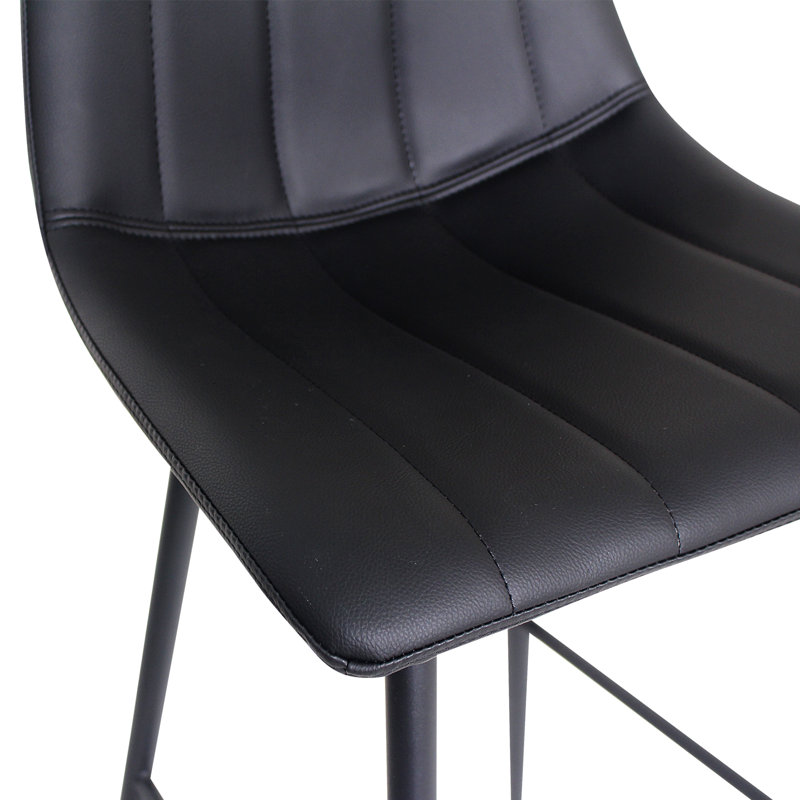 Finnigan Counter & Bar Stool, Counter Stool (26" Seat Height), Black/Faux Leather