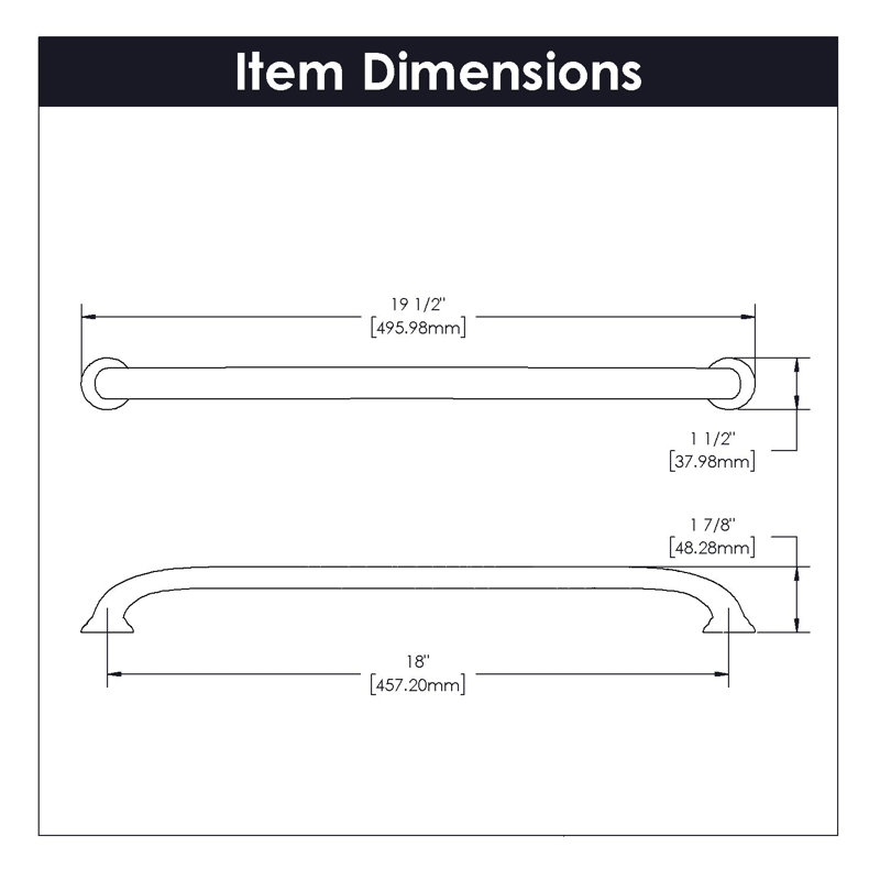 Zephyr 18" Centre to Centre Appliance Pull, Satin Nickel