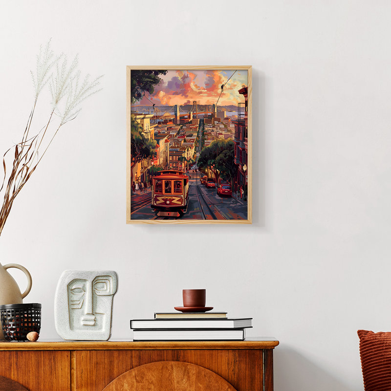 Paysages de la série Cccxl - reproduction encadrée de qualité supérieure - prête à être accrochée - aucun clou requis