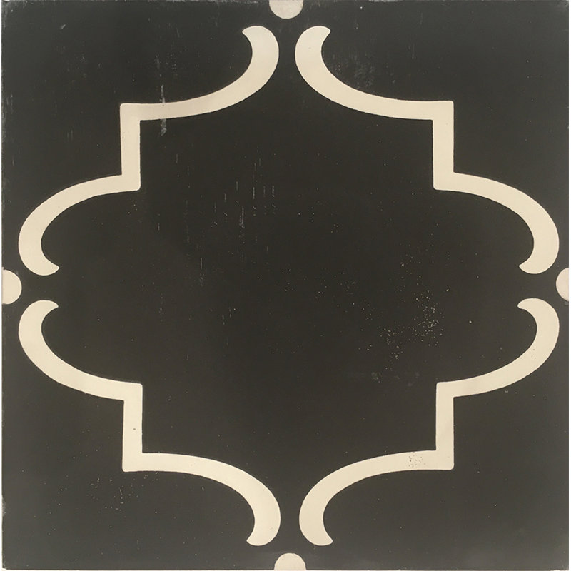 Cemento 8" x 8" Cement Patterned Wall & Floor Tile, Parisian Noir