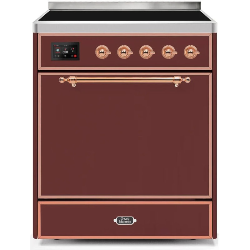 ILVE Majestic II 30 in Induction Range, Burgundy/Copper