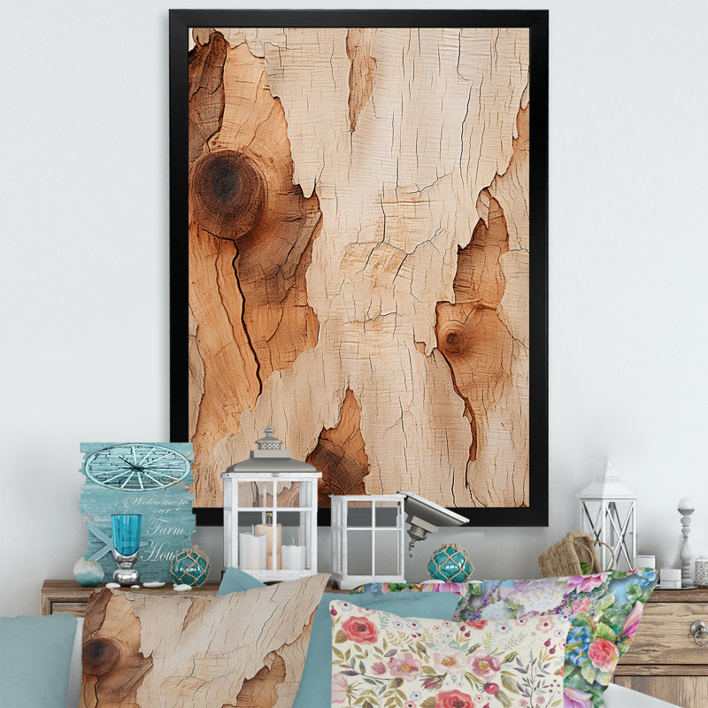 «Brown American Basswood Essence», art mural arbre, H 20 po x l 12 po x P 1 po, Cadre simple noir