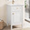 Meuble-lavabo blanc de 20 po avec lavabo, pieds en bois massif, tablette réglable, tiroir inclinable, boutons en alliage de zinc, armoire autoportante moderne pour petite salle de bain