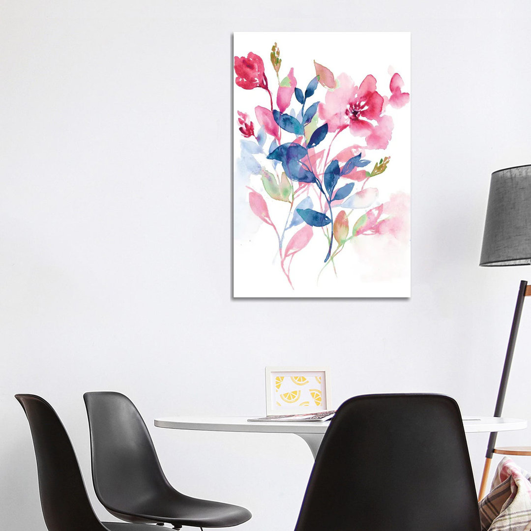 Jeweled Flowers II von Jennifer Goldberger - Galerie-verpackte Leinwand Giclée