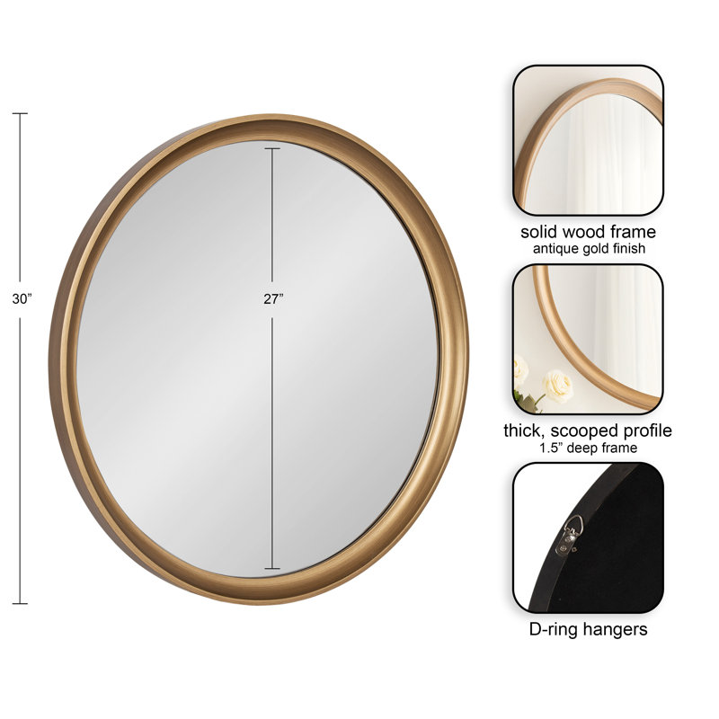 Miroir Zoie, 30 po x 30 po, Doré
