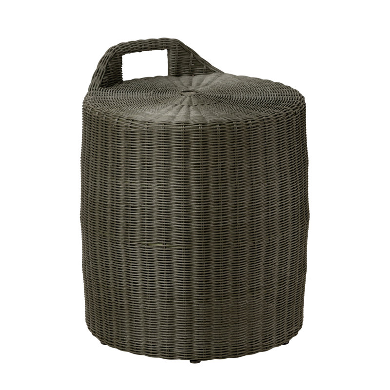 High-Density Polyethylene (HDPE) Wicker Outdoor Ottoman, Brown
