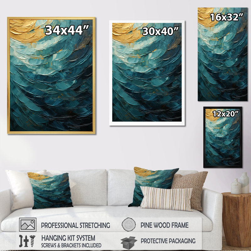 Okehampton - Abstract Spirals Canvas Wall Art_106115, Toile avec cadre flottant or, H 20 po x l 12 po x P 1 po