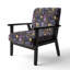 Chaise avec accoudoirs rembourrée romantique romantique bleu et mauve Paisleys