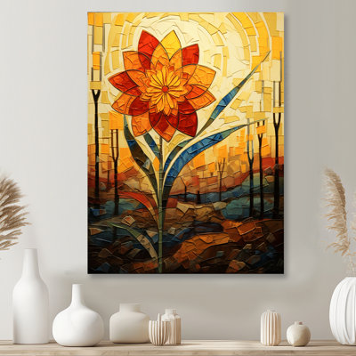 Coucher de soleil rouge et jaune, coucher de soleil, jonquille, art mural, salon