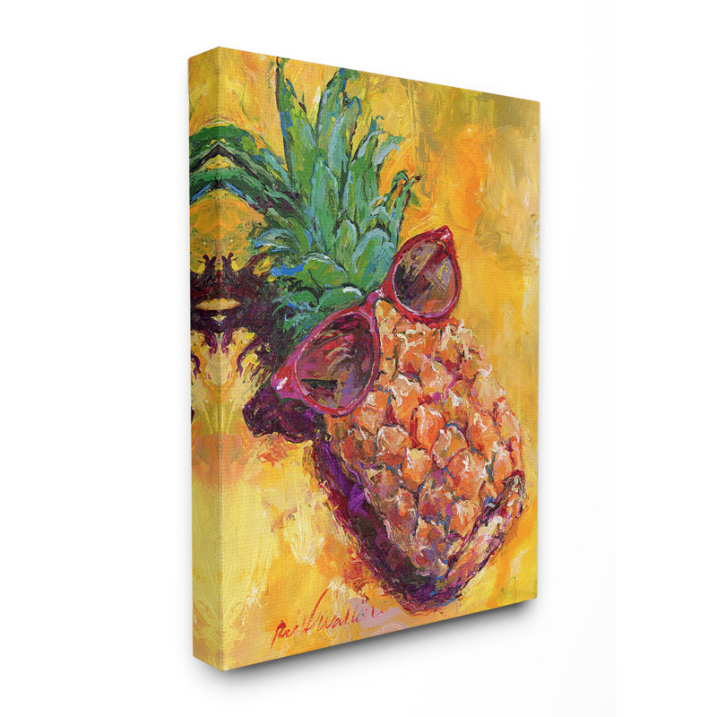 «Warm Ananas avec lunettes de soleil sur la plage», impression, Toile tendue, H 20 po x l 16 po x P 1,5 po