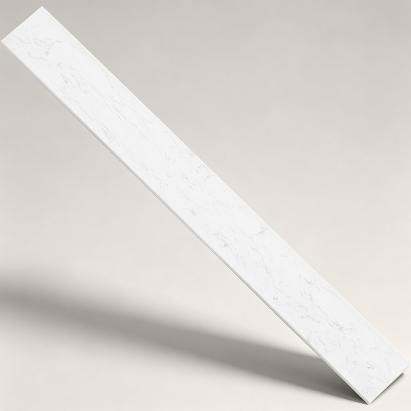 Comptoir de meuble-lavabo à dossier rectangulaire l 30 po x H 4 po en pierre reconstituée blanc Carrara