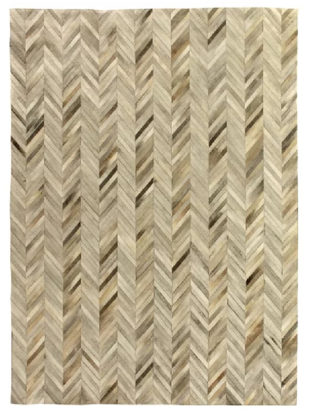 EXQUISITE RUGS Natural Hide Chevron Cowhide Area Rug in Gray/Ivory ...