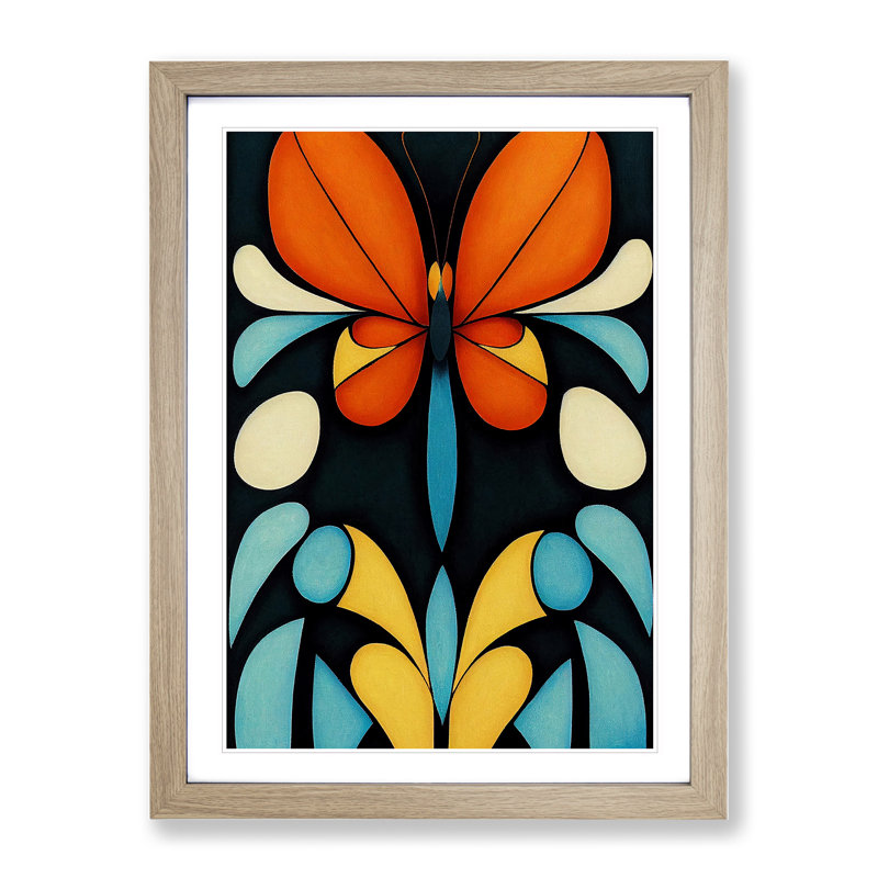 Butterflies in Abstract No.4 - Wall Art, 66cm H x 48cm W x 2cm D, Oak Framed, White