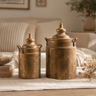 Ensemble de pots décoratifs en métal vieilli