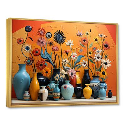 «Orange Boho Pottery Expressions II», art mural Boho