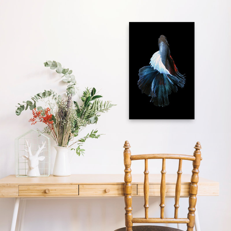 Vibrant Betta Flow Elegant Vibrant Contemporary Fish Wall Art Print 1 Piece Wrapped Canvas Wall Art, 60.96cm H x 40.64cm W
