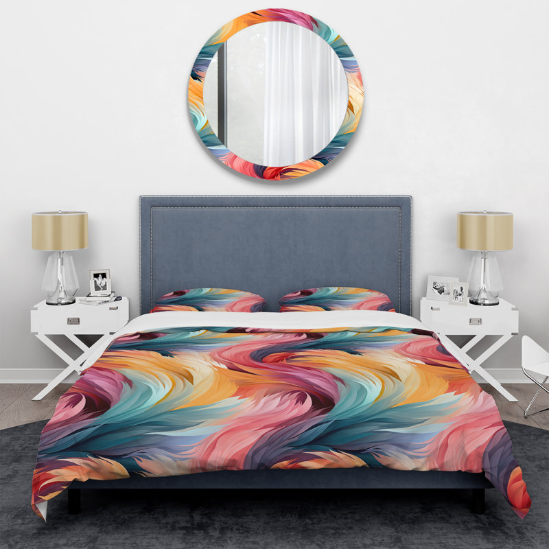 Ensemble de housse de couette rose et bleu, Housse de couette simple + 1 taie décorative stan