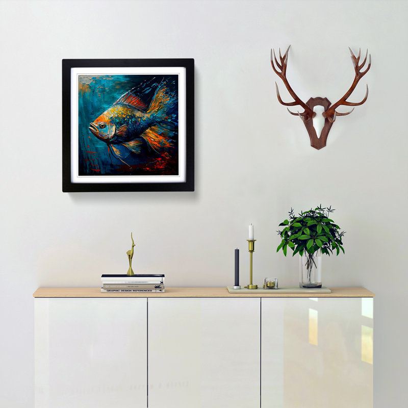 Single Picture Frame Print on Wood, Black
