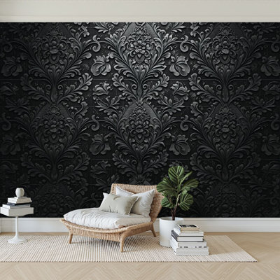 Peel and Stick Wallpaper 96" W x 69" H Modern Self Adhesive Wall Mural for Bedroom Gothic Damask Victorian Medieval Royalty