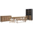 Extendable Rectangular Dining Table With 2 Arm Benches 2 White Side Chairs Buffet And Cabinet