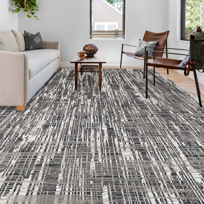 Tapis gris / noir noué à la main de haute qualité