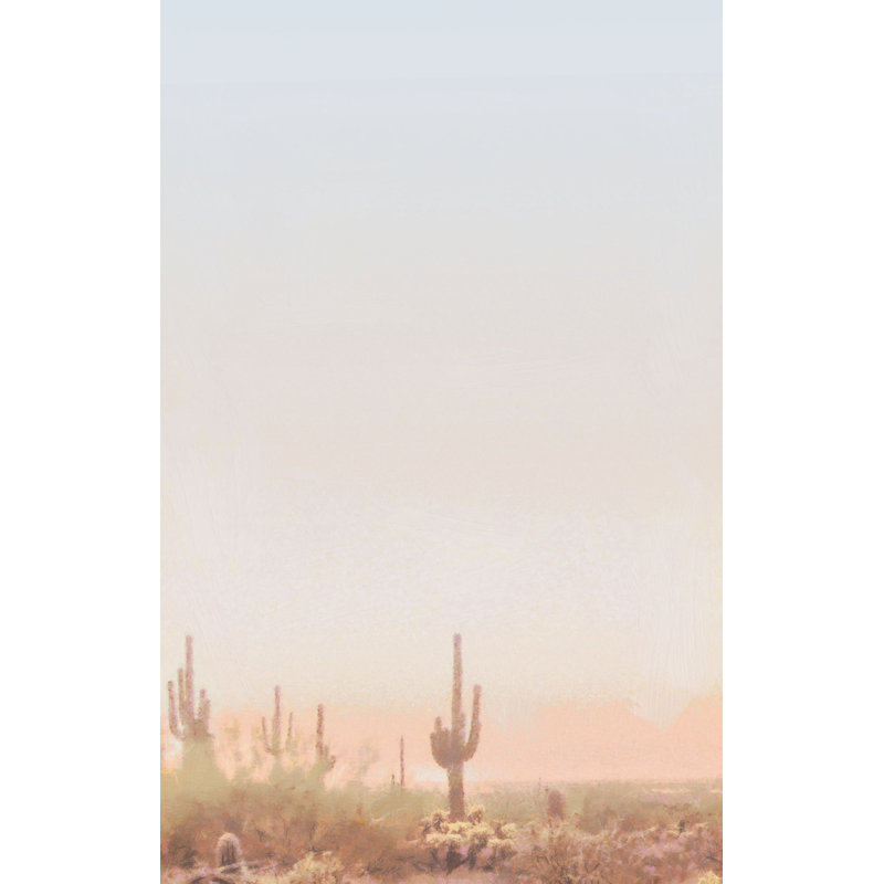 Blush Cactus with Blue Sky - Painting Print, 76 cm H x 51 cm W, Wrapped Canvas