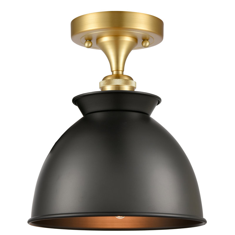 Plafonnier semi-encastré 1 lumière 8,5 po Erastus, Oui, Noir mat, Or satiné