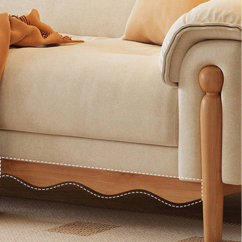 Simple Solid Wood Off-white Sofa