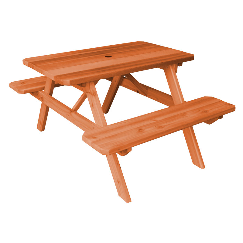 Table de pique-nique rectangulaire, Teinture cèdre, 44 po x 60 po x 30 po