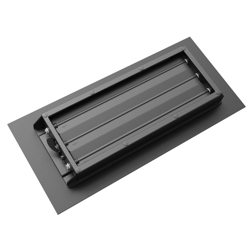 Low-Profile Black Steel Floor Register with Diagonal Pattern