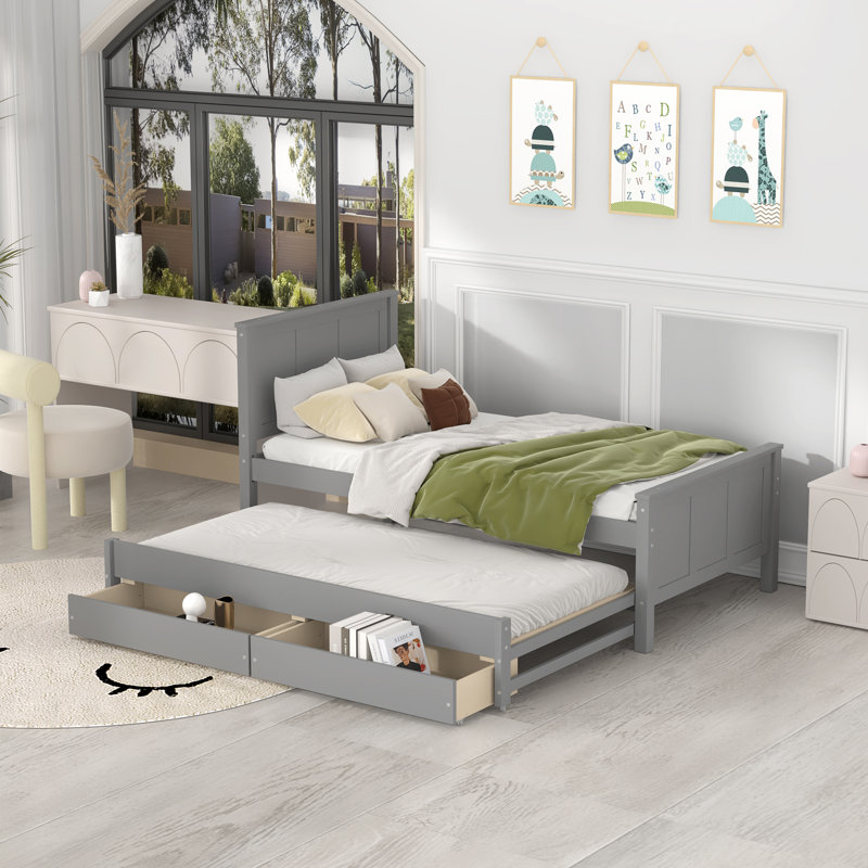 Platform Storage Bed, Gray