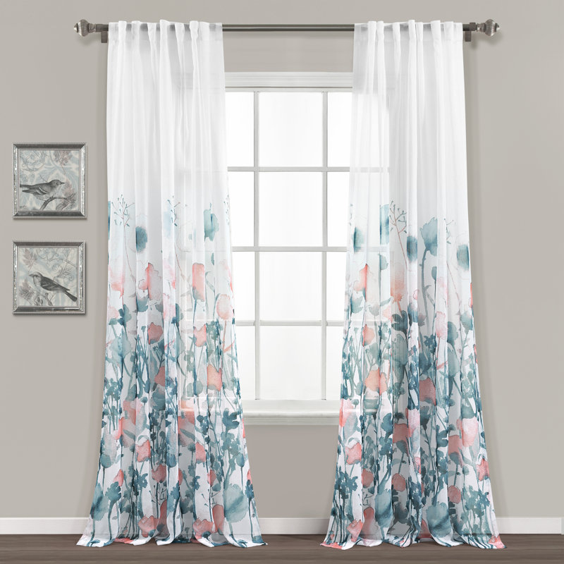 Paire de rideaux transparents Lush Decor Zuri Flora (ensemble de 2)