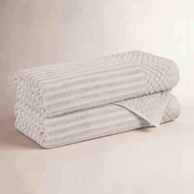 Ruvins Checkered Border Cotton Bath Towel Set