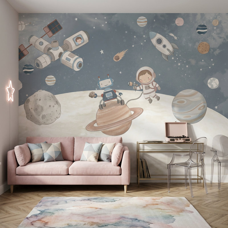 Papier peint astronaute astronaute flottant Space Explorer, Texturé non collé, 160 po x 108 po