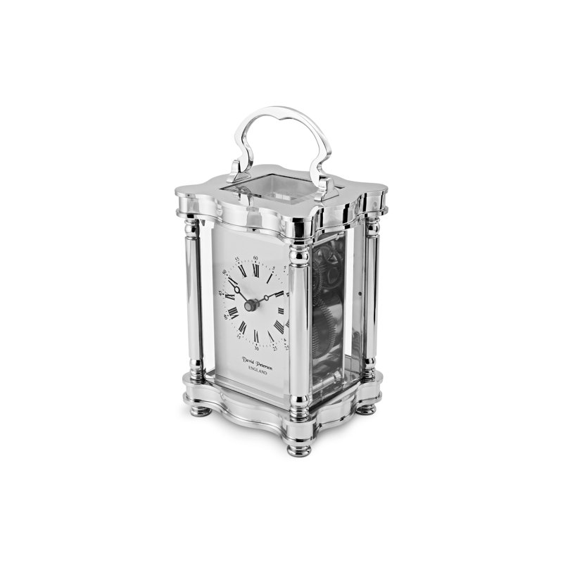 Traditional Analogue Mechanical Tabletop Clock in Sliver
