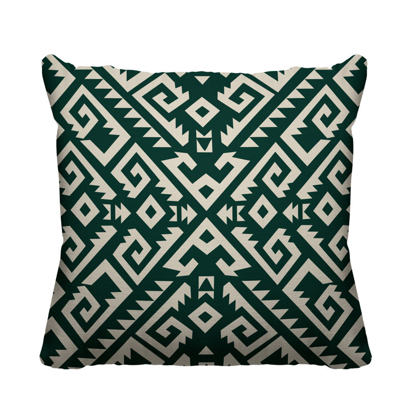 Coussin intérieur / extérieur Chitto Southwestern, L 19 po x H 19 po, Émeraude