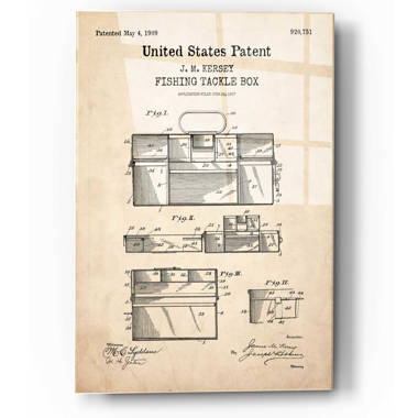 Fishing Tackle Box Patent Parchment - Unframed Drawing Print Williston Forge Size: 16 H x 12 W x 0.12 D