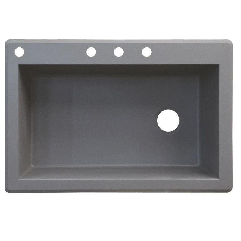 Radius 33'' L Single Bowl Granite Kitchen Sink, Gray, 4 hole