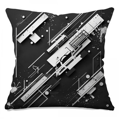 Coussins décoratifs noirs et blancs à motif abstrait